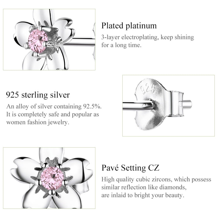 Sterling Silver Flower Earrings S925 Temperament Simple Zircon Earrings