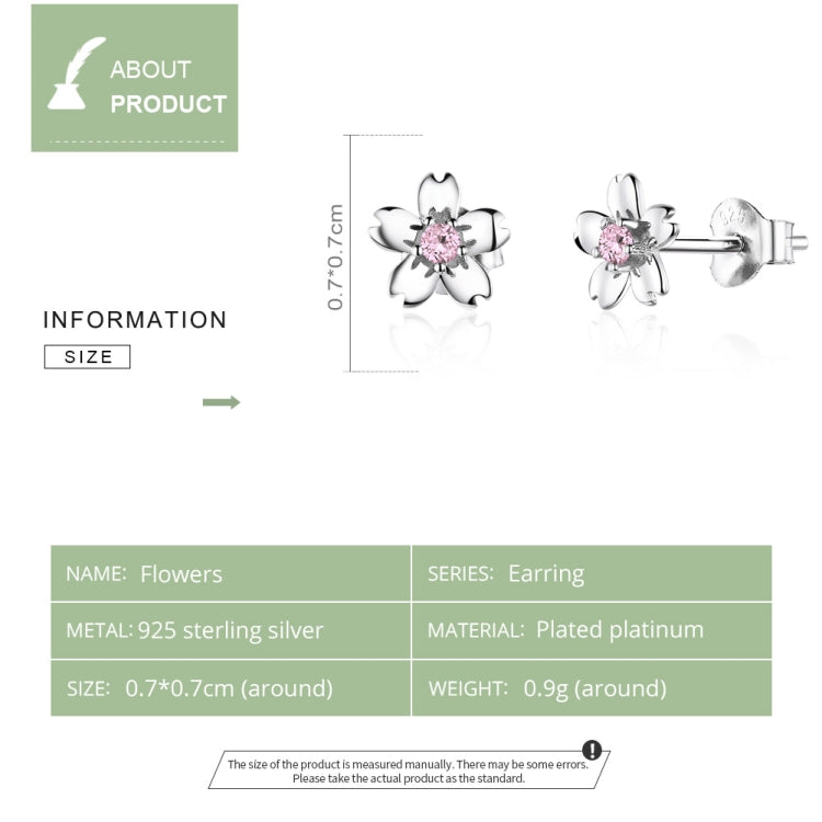 Sterling Silver Flower Earrings S925 Temperament Simple Zircon Earrings