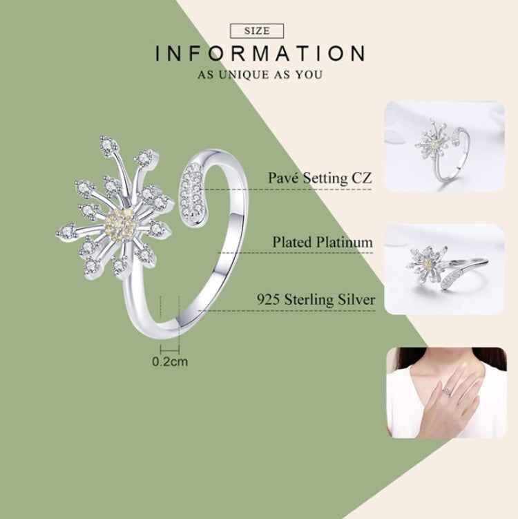 S925 Sterling Silver Ladies Ring Dandelion Love Diamond Ring