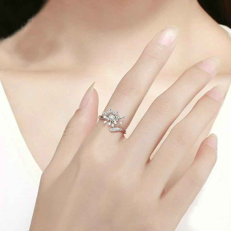 S925 Sterling Silver Ladies Ring Dandelion Love Diamond Ring