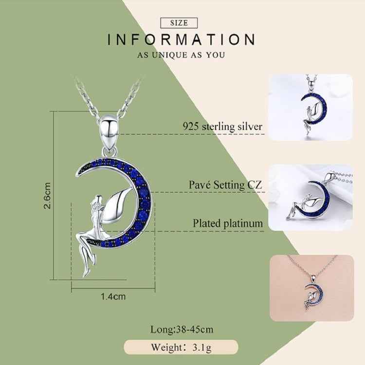 Dark Night Fairy S925 Sterling Silver Necklace With White Gold Plated and Zircon