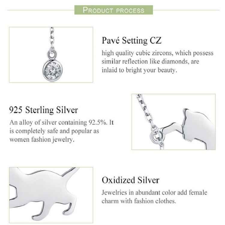 Naughty Kitten S925 Sterling Silver With Zircon Necklace