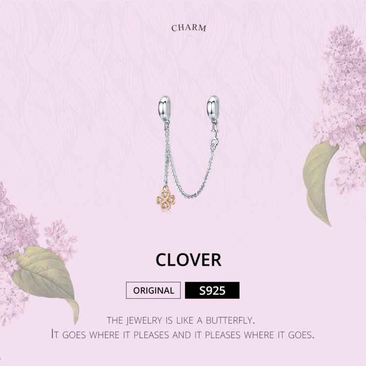 S925 Sterling Silver Platinum Plated Clover Safety Chain DIY Bracelet Accessories