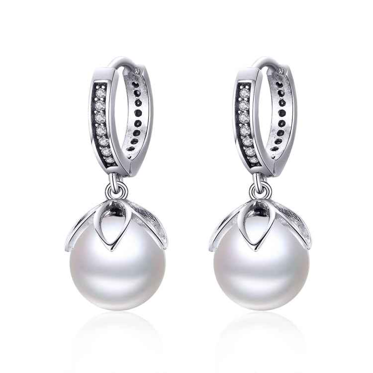 Round Shell Bead Earrings Simple Ladies Silver Earrings