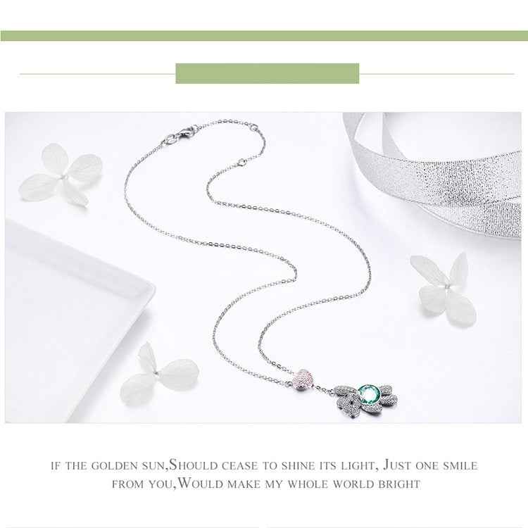 Cute Bear S925 Sterling Silver Rose Gold Plated Zircon Necklace