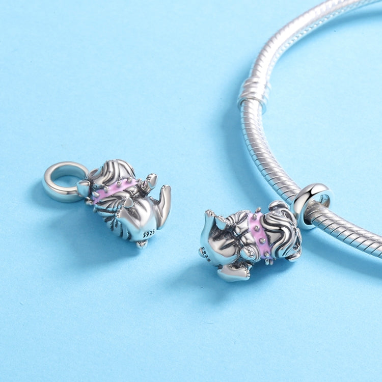 S925 Sterling Silver Beaded Bulldog Charm Accessory Bracelet Accessory