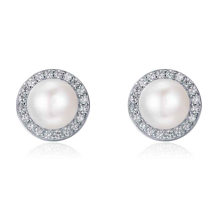 Simple Pearl Diamond Ladies Temperament Earrings S925 Sterling Silver Earrings