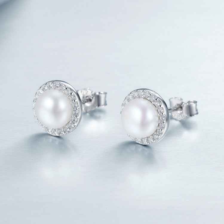 Simple Pearl Diamond Ladies Temperament Earrings S925 Sterling Silver Earrings