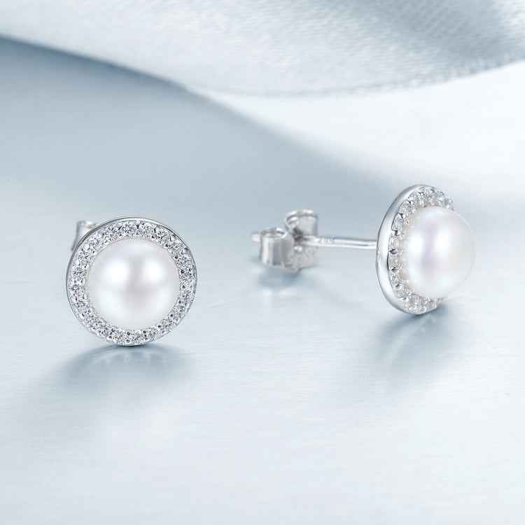 Simple Pearl Diamond Ladies Temperament Earrings S925 Sterling Silver Earrings
