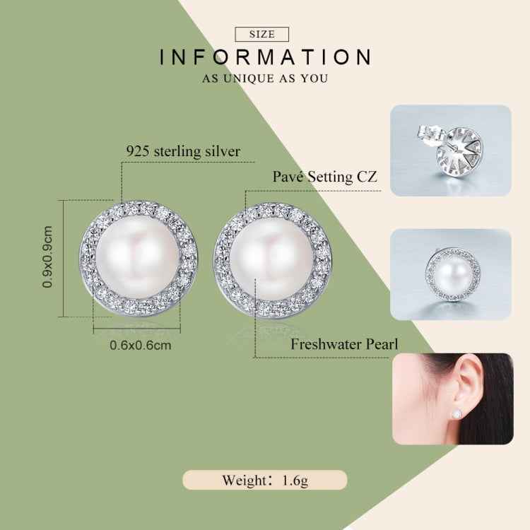 Simple Pearl Diamond Ladies Temperament Earrings S925 Sterling Silver Earrings