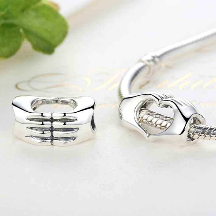 DIY Bracelet Beads Holding Hands Heart-to-heart S925 Sterling Silver Beads