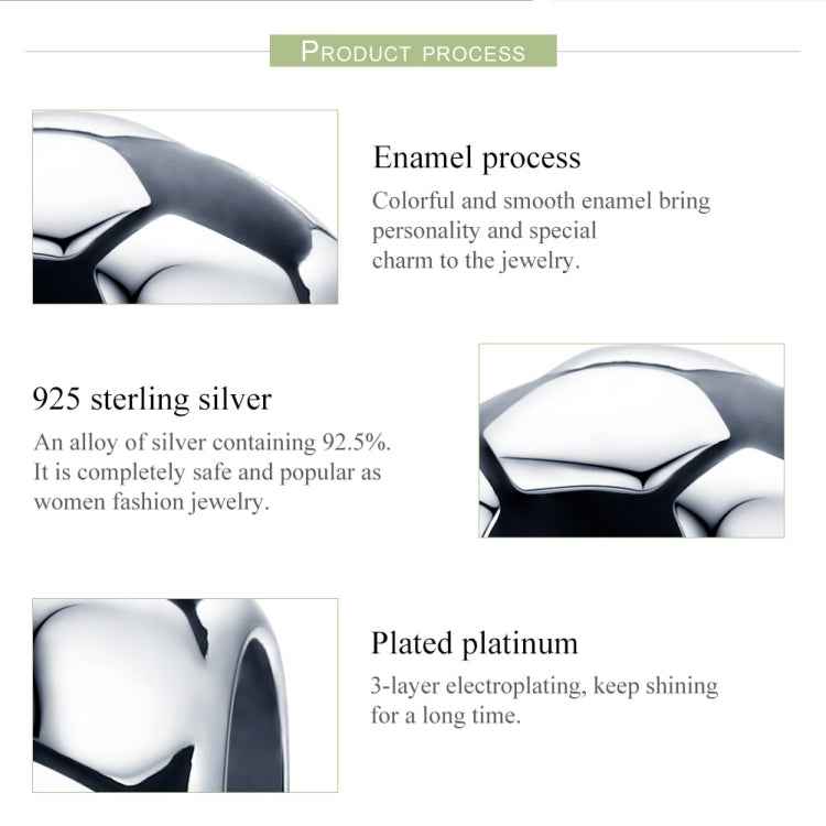 Football Love S925 Sterling Silver Platinum Plated Pendant Loose Beads