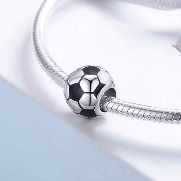 Football Love S925 Sterling Silver Platinum Plated Pendant Loose Beads