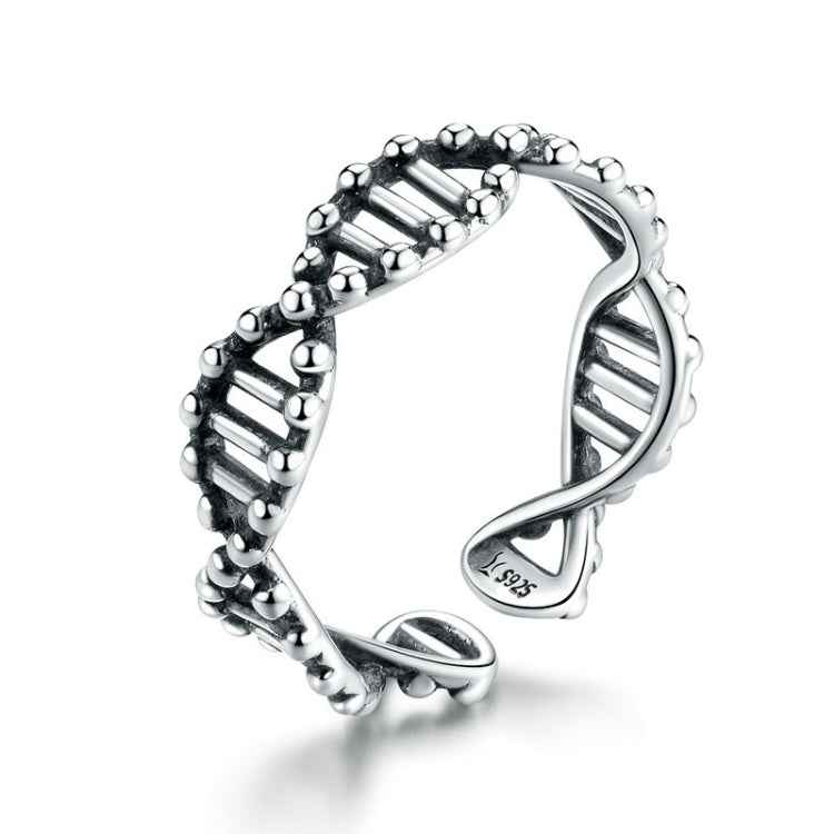 S925 Sterling Silver Ring Vintage Open Ring DNA Shape Ring, SCR643