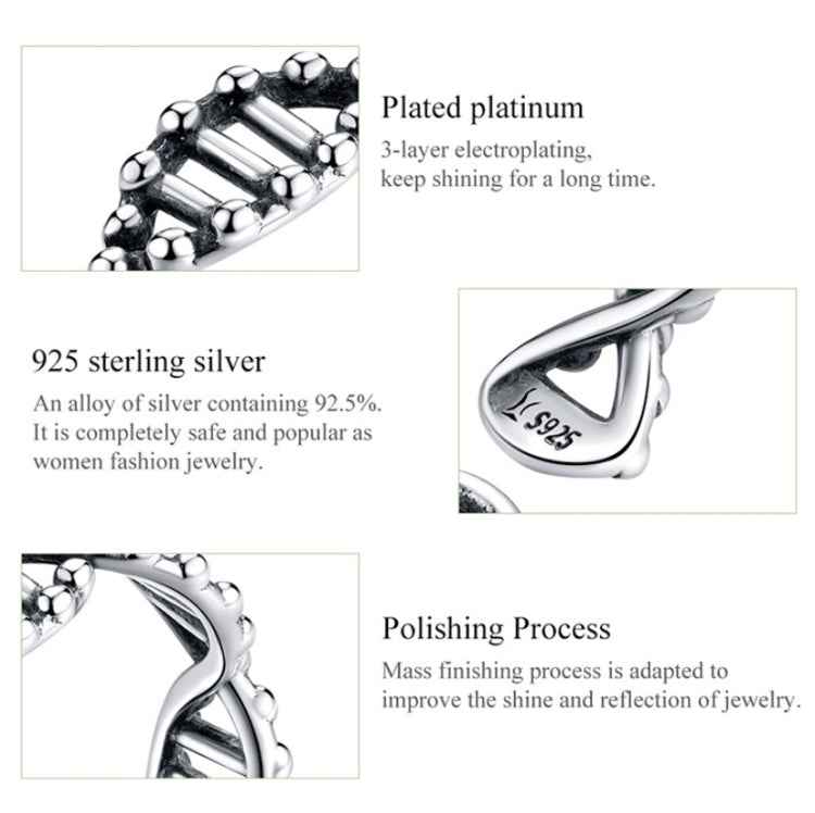 S925 Sterling Silver Ring Vintage Open Ring DNA Shape Ring