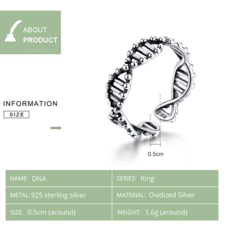S925 Sterling Silver Ring Vintage Open Ring DNA Shape Ring