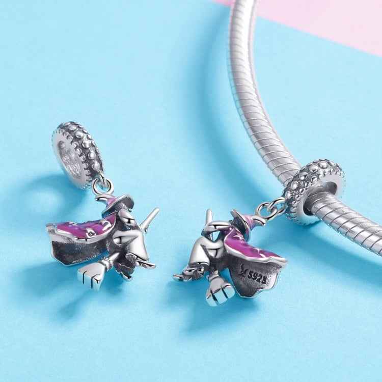 S925 Sterling Silver Magic Witch Broom Pendant Dripping Oil DIY Bracelet Accessories