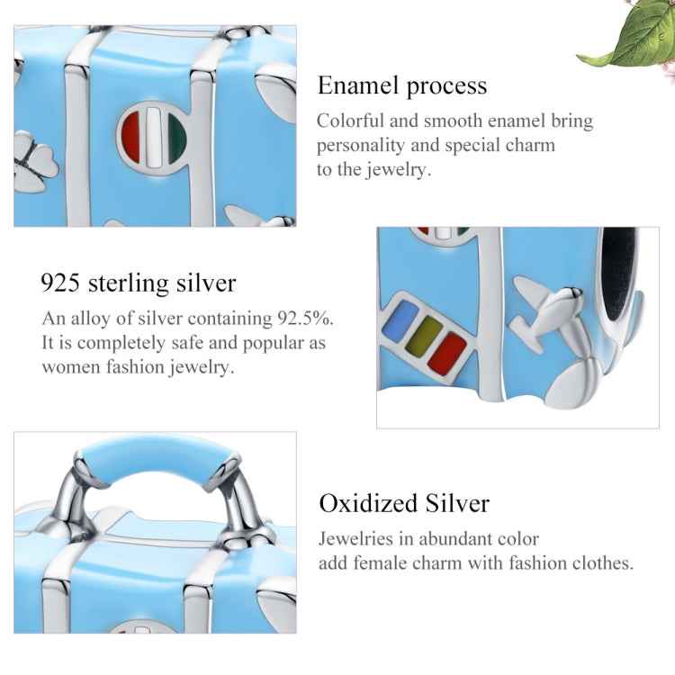 S925 Sterling Silver DIY Bracelet Loose Beads Blue Travel Case Beads