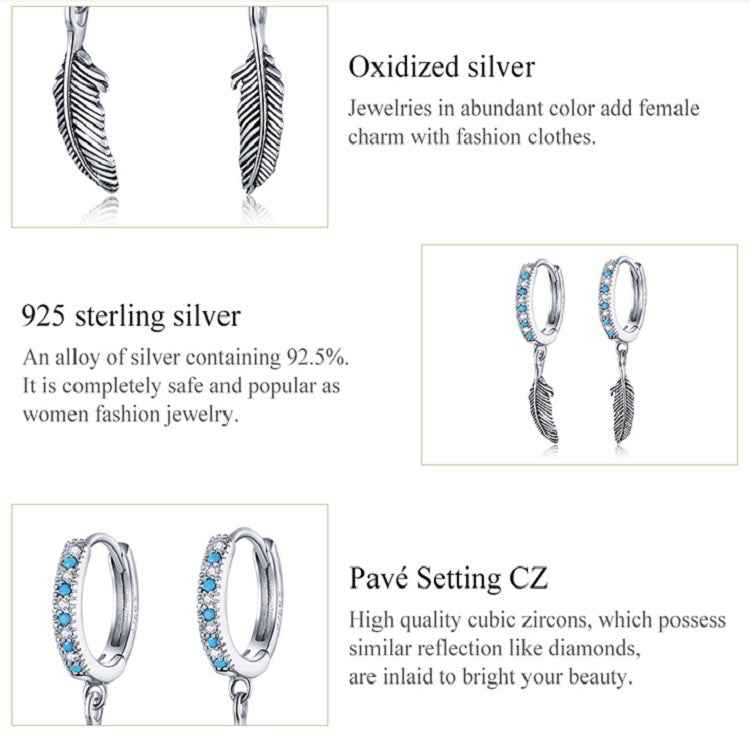 S925 Sterling Silver Feather Earrings