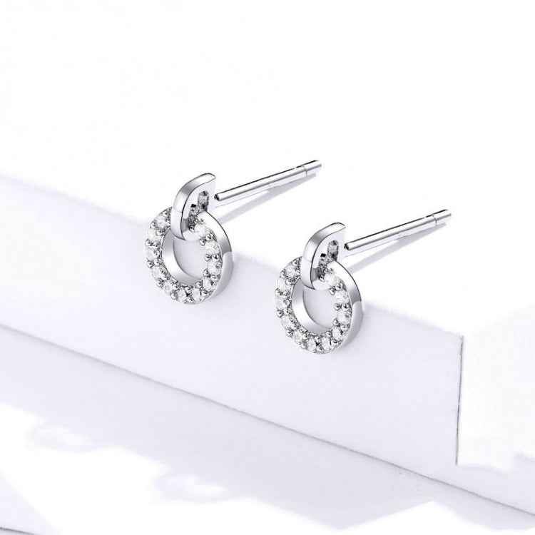 S925 Sterling Silver Small Circle Earrings Platinum Plated Zircon Silver Earrings