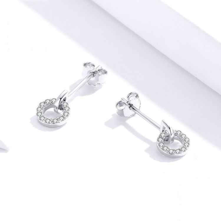 S925 Sterling Silver Small Circle Earrings Platinum Plated Zircon Silver Earrings