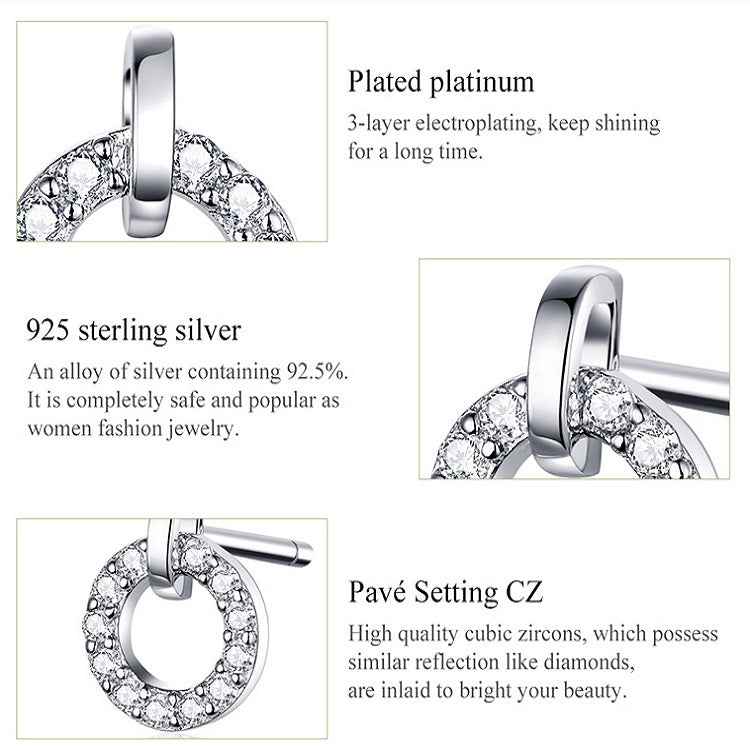 S925 Sterling Silver Small Circle Earrings Platinum Plated Zircon Silver Earrings
