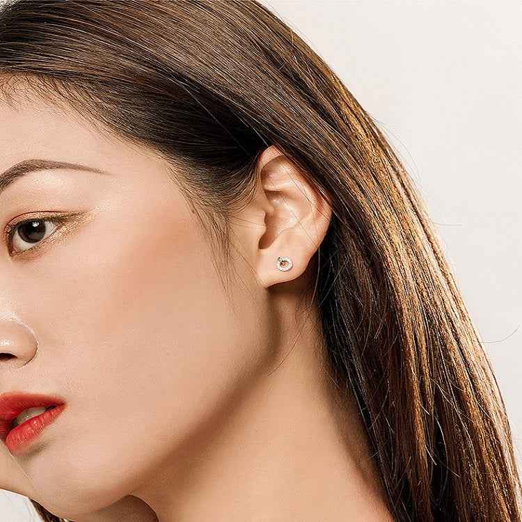 S925 Sterling Silver Small Circle Earrings Platinum Plated Zircon Silver Earrings