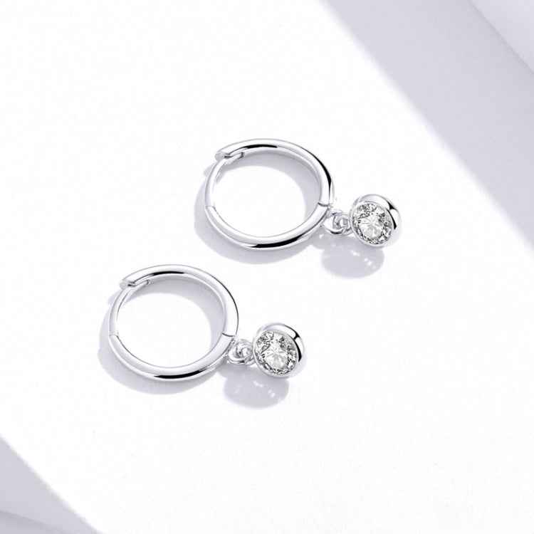 S925 Sterling Silver Platinum-plated Earrings Temperament Zircon Earrings