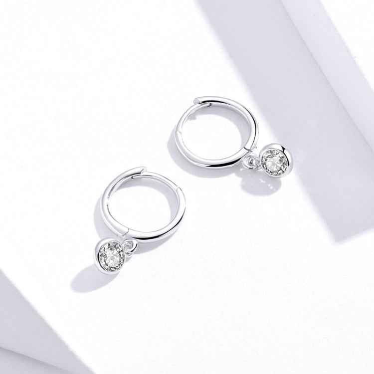 S925 Sterling Silver Platinum-plated Earrings Temperament Zircon Earrings