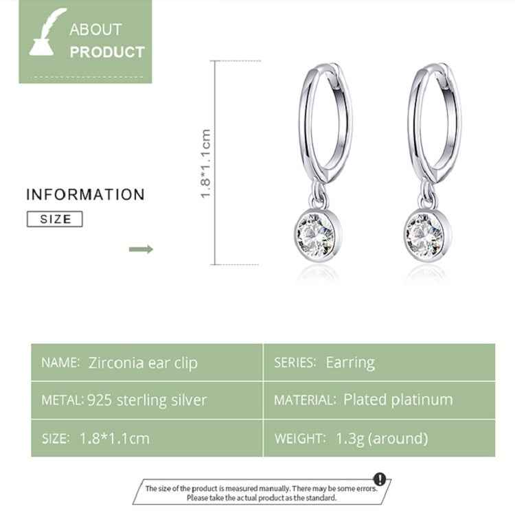 S925 Sterling Silver Platinum-plated Earrings Temperament Zircon Earrings