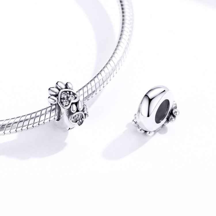 S925 Sterling Silver Animal Footprint Beads DIY Bracelet Accessories