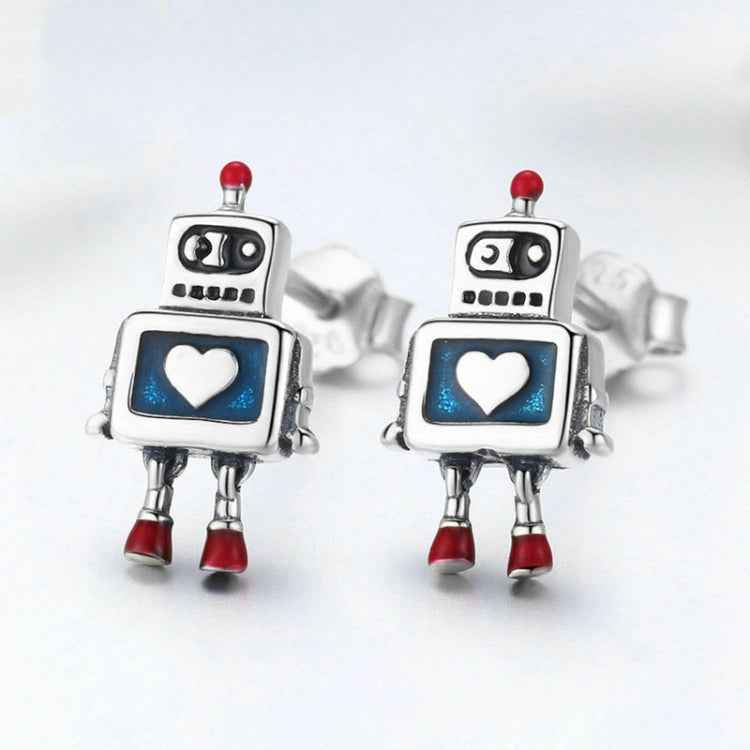 Robot S925 Sterling Silver Earrings Dripping Oil Hypoallergenic Earrings