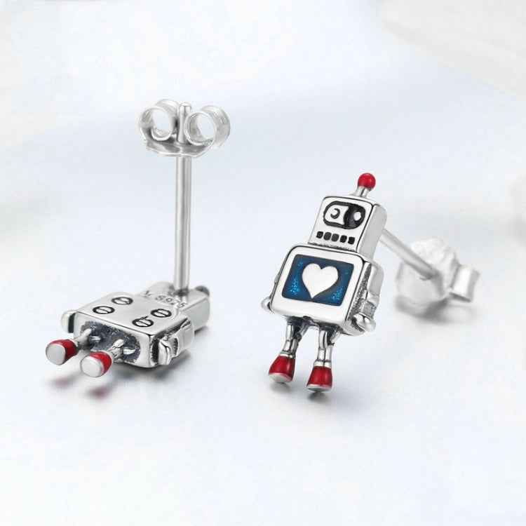Robot S925 Sterling Silver Earrings Dripping Oil Hypoallergenic Earrings