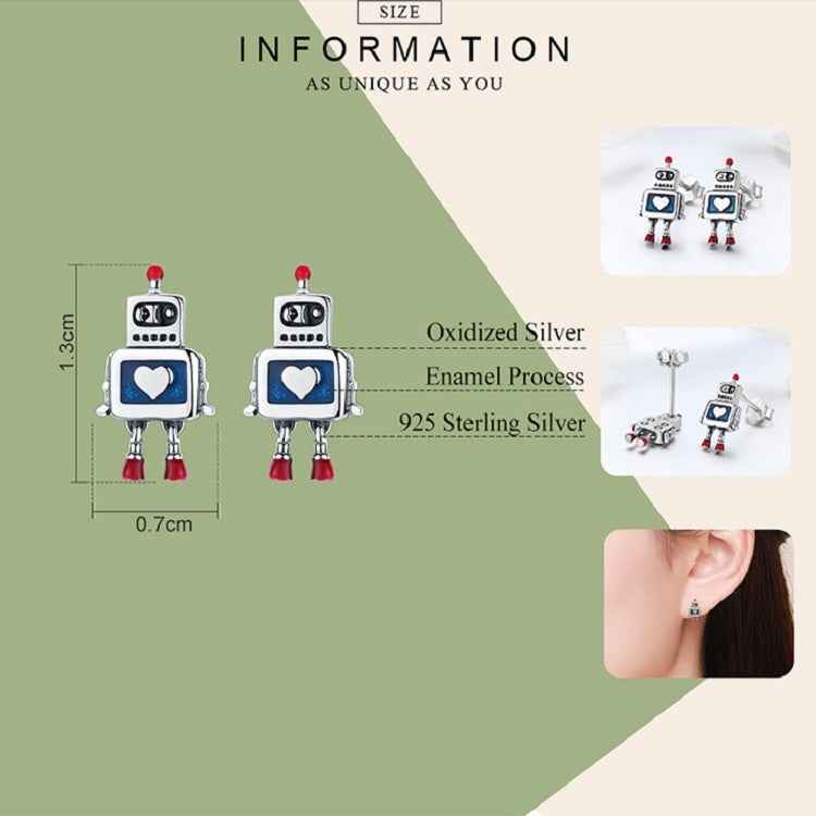 Robot S925 Sterling Silver Earrings Dripping Oil Hypoallergenic Earrings
