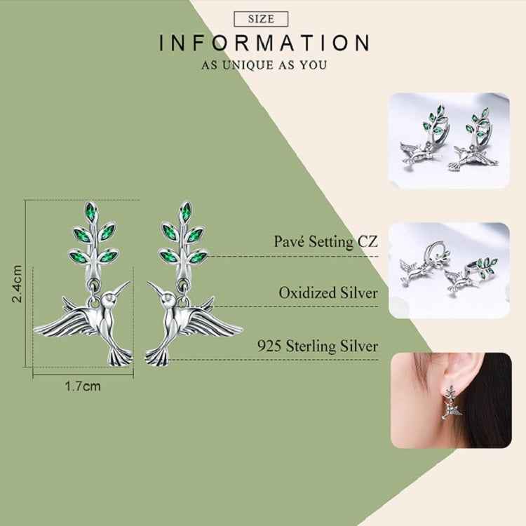 Hummingbird Greetings S925 Sterling Silver With Zircon Earrings