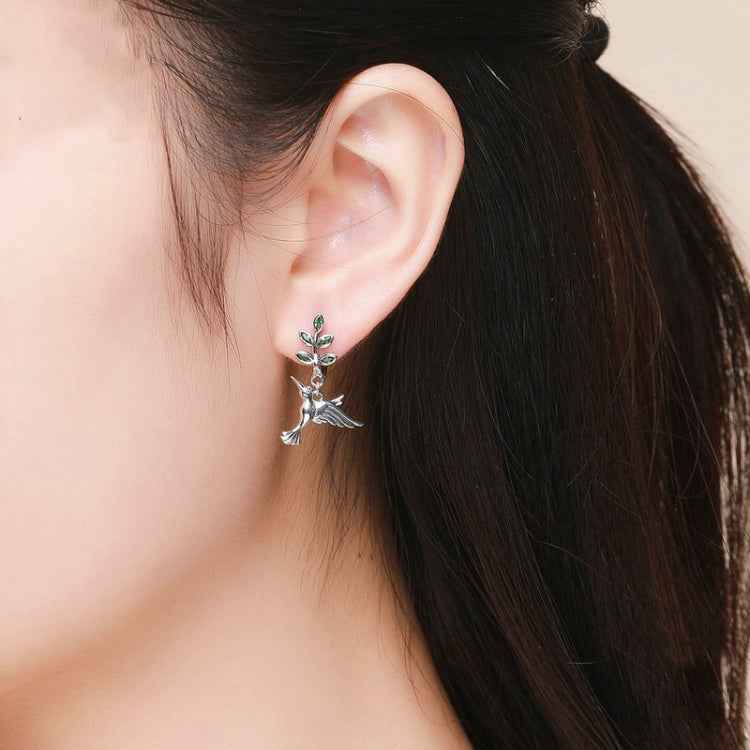 Hummingbird Greetings S925 Sterling Silver With Zircon Earrings