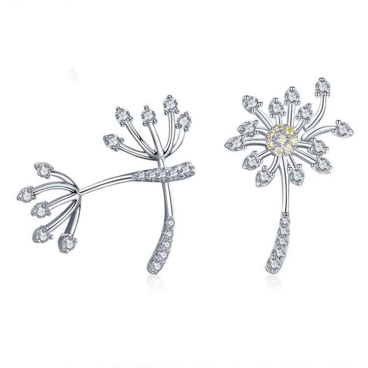 S925 Sterling Silver Earrings White Dandelion Love Platinum Plated Women Earrings