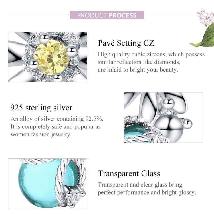 S925 Sterling Silver Daisy And Firefly Crystal Glass Loose Beads DIY Beaded Bracelet