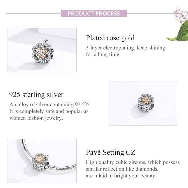 Four Leaf Clover Zircon Beaded S925 Sterling Silver DIY Bracelet Accessories