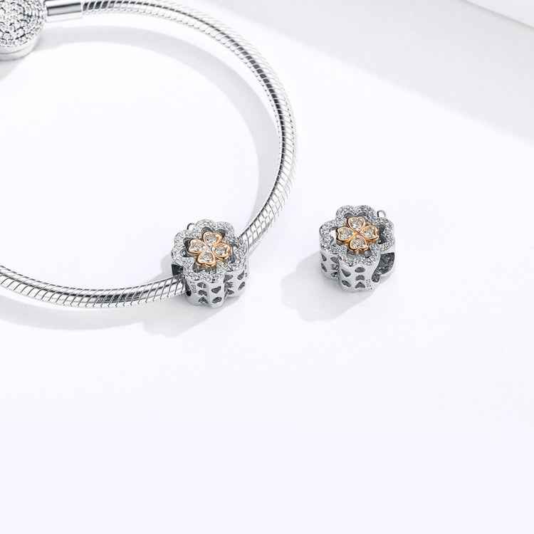 Four Leaf Clover Zircon Beaded S925 Sterling Silver DIY Bracelet Accessories