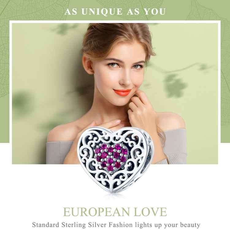 S925 Sterling Silver Heart-shaped Pattern Beads DIY Bracelet Accessories