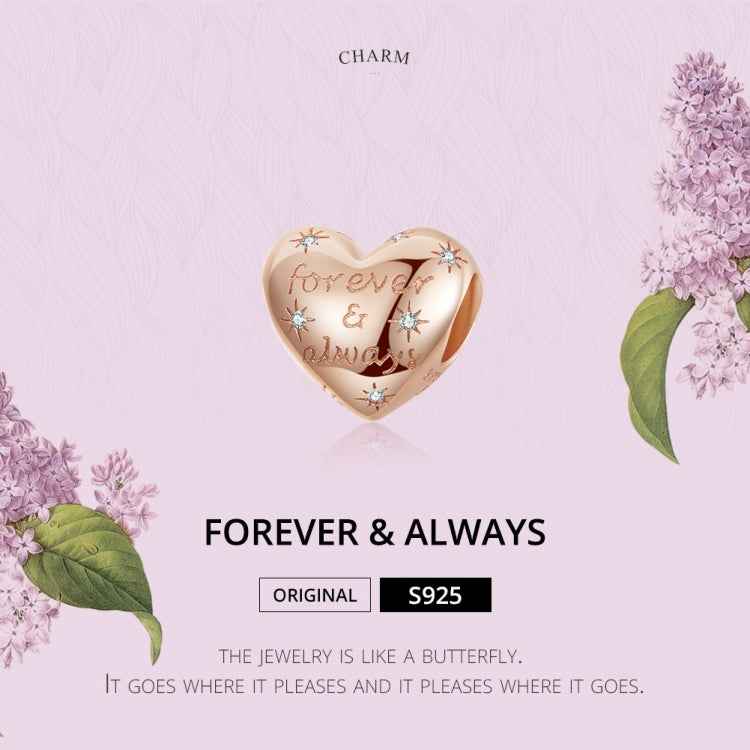 S925 Sterling Silver Golden Heart-shaped Loose Beads DIY Bracelet Accessories