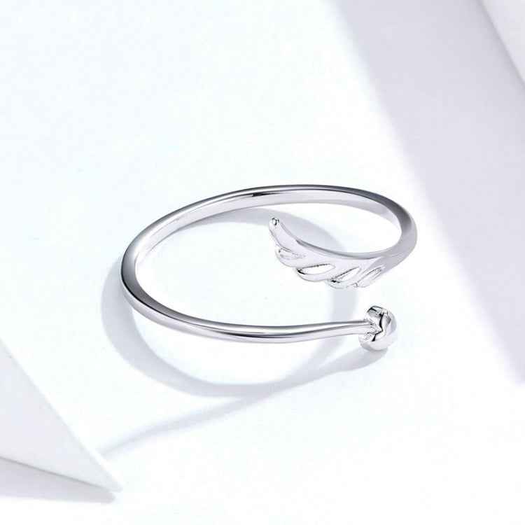 S925 Sterling Silver Angel Wings Open Ring White Gold Plated Open Ring