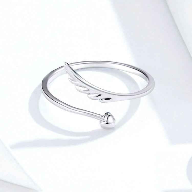 S925 Sterling Silver Angel Wings Open Ring White Gold Plated Open Ring