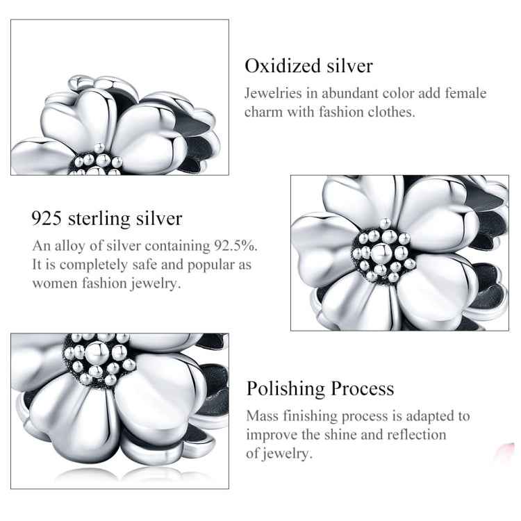 Flower Beaded S925 Sterling Silver Loose Bead DIY Bracelet Accessories