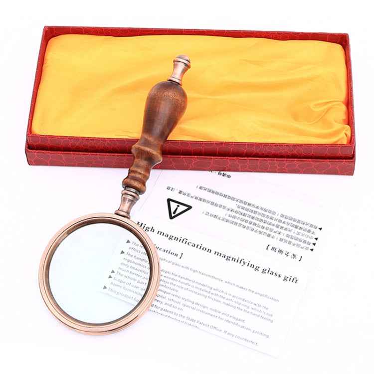 10X Metal Wooden Handle Retro Reading Magnifier Handheld Ebony Gift Magnifier