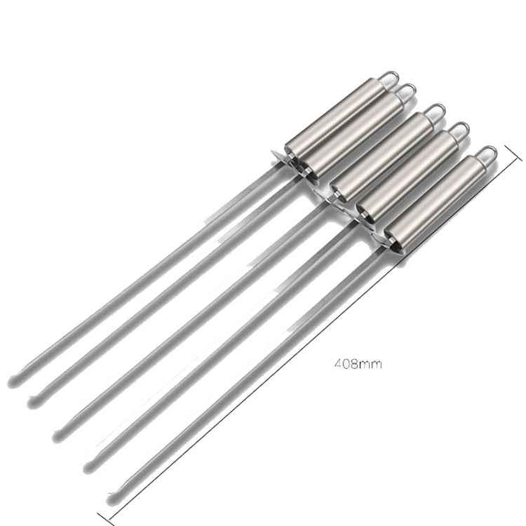 5 PCS Barbecue Pin With Handle BBQ Stainless Steel Grill Skewer Grill Pin With Heat-proof Handle