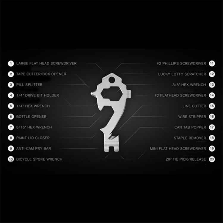 20 in 1 Multi-function EDC Tool Key Ring Bottle Opener Screwdriver Multi-purpose Outdoor Mini Tool