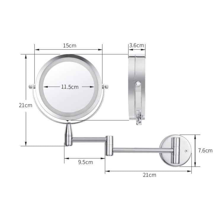 Bathroom Wall-mounted Retractable LED Makeup Mirror With Lamp Mirror HD Double-sided Beauty Mirror