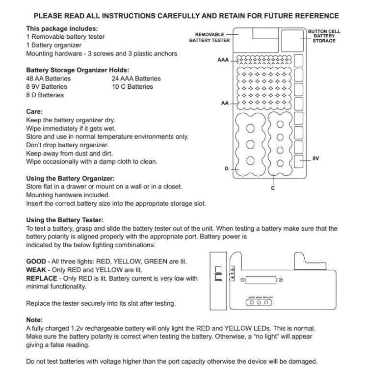 Multifunctional Battery Storage Box Battery Tester Battery Strength Indicator Storage Box Capacity Tester